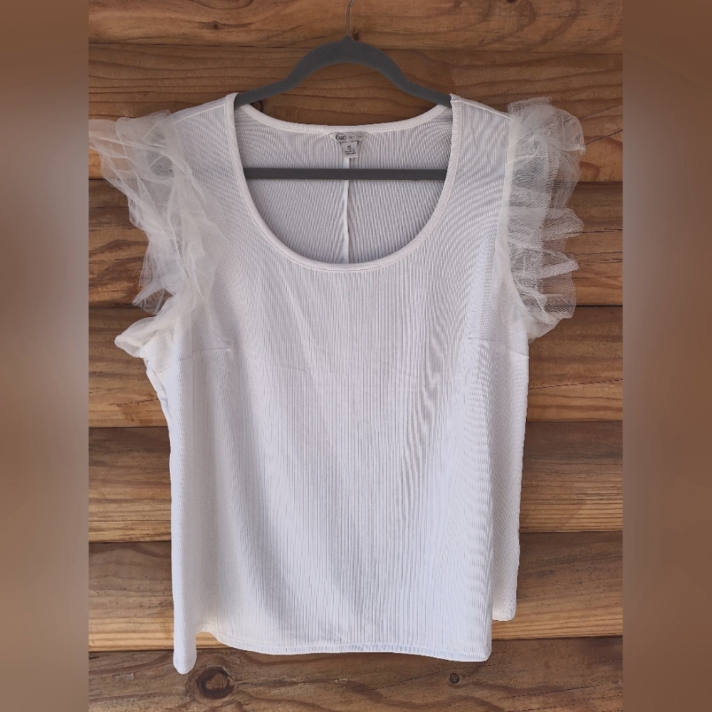Swoop Neck Ruffle Blouse